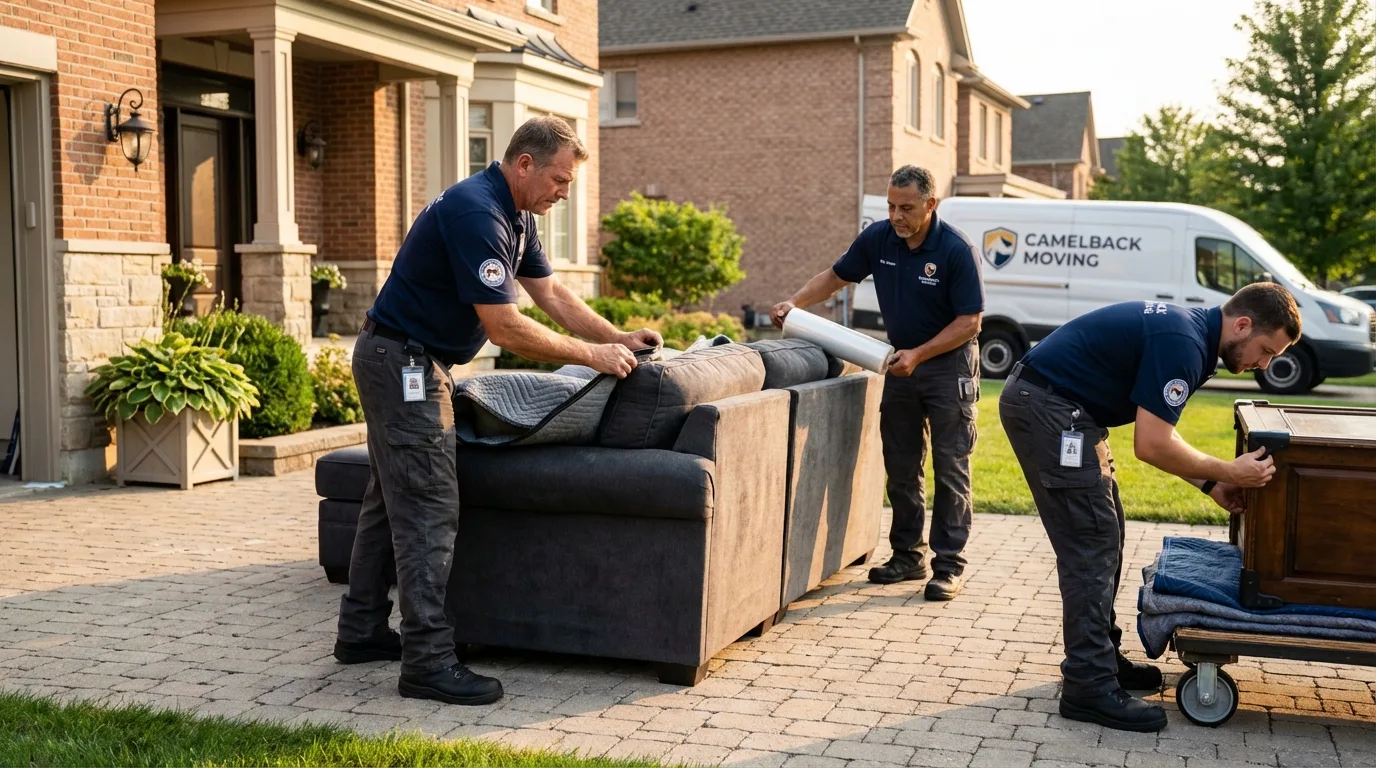 Large estate moving crew wrapping furniture in Sumner, IA